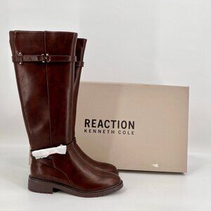 Kenneth Cole Livie Tall Riding Boots Size 8.5M Chocolate Manmade Almond Toe